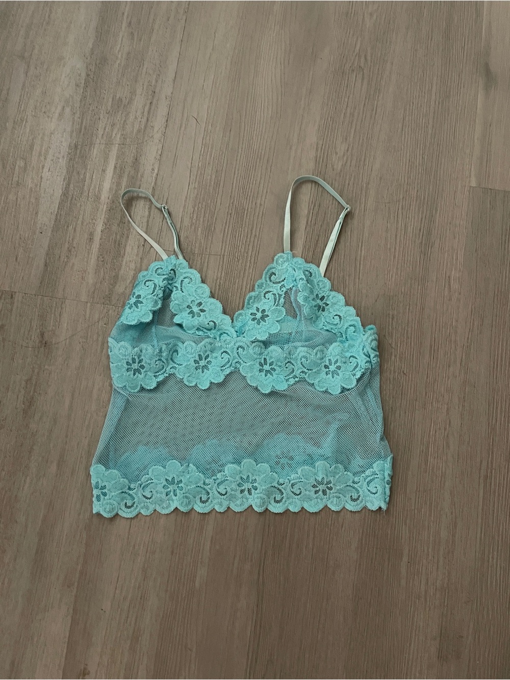Y2K Vintage 90's Rampage Lace Mesh Cami Aqua Blue Size S Coquette Feminine
